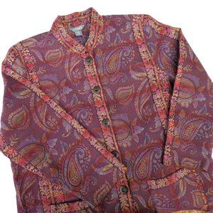 Vintage Barn Boho Jacket Paisley Brocade Tapestry Mandarin Collar Pockets 24W